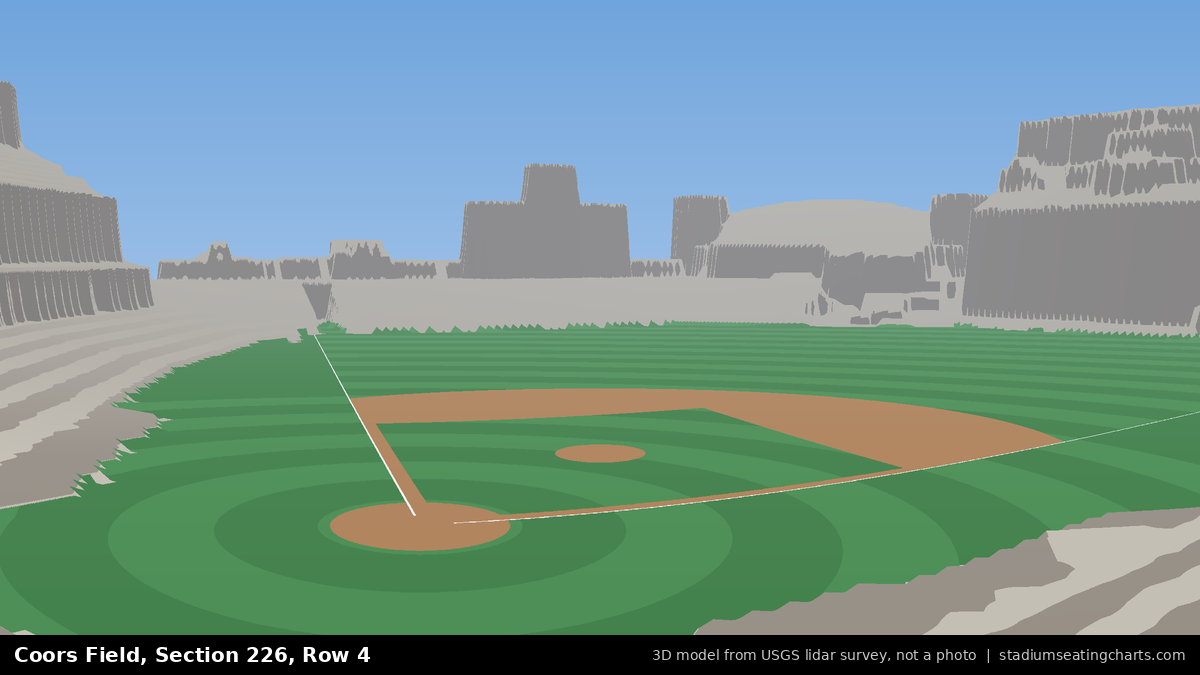 View from Coors Field Section 226, Row 4, looking toward the pitcher's mound