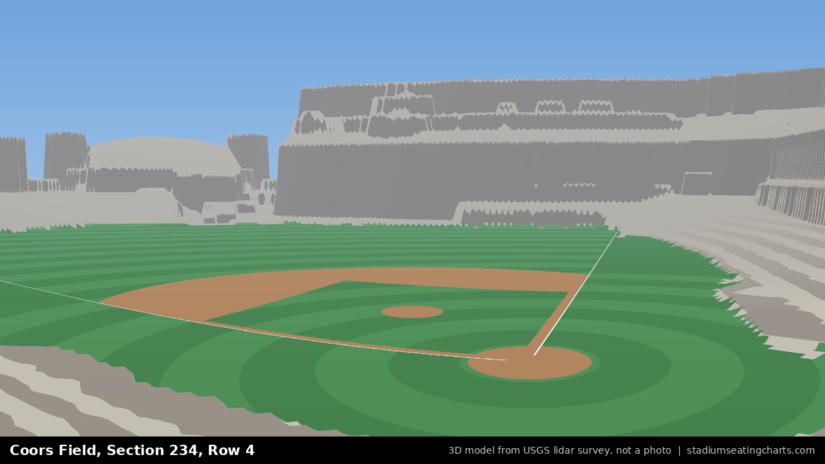View from Coors Field Section 234, Row 4, looking toward the pitcher's mound