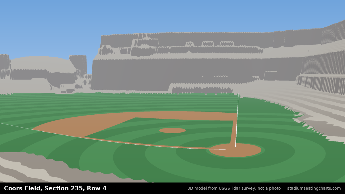 View from Coors Field Section 235, Row 4, looking toward the pitcher's mound