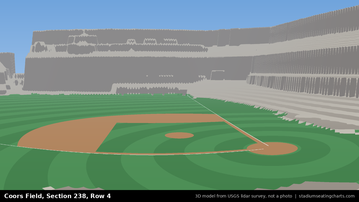 View from Coors Field Section 238, Row 4, looking toward the pitcher's mound