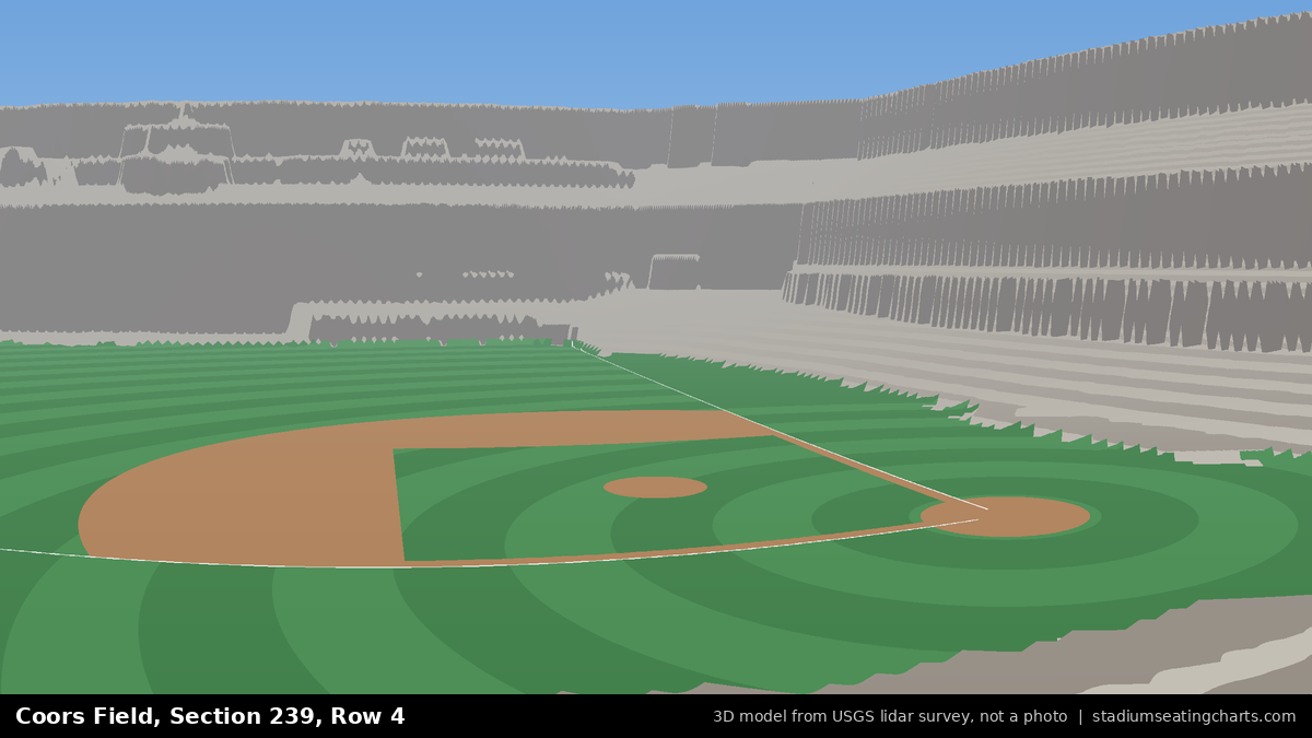 View from Coors Field Section 239, Row 4, looking toward the pitcher's mound