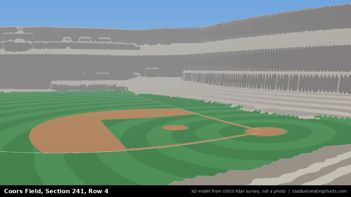 View from Coors Field Section 241, Row 4, looking toward the pitcher's mound