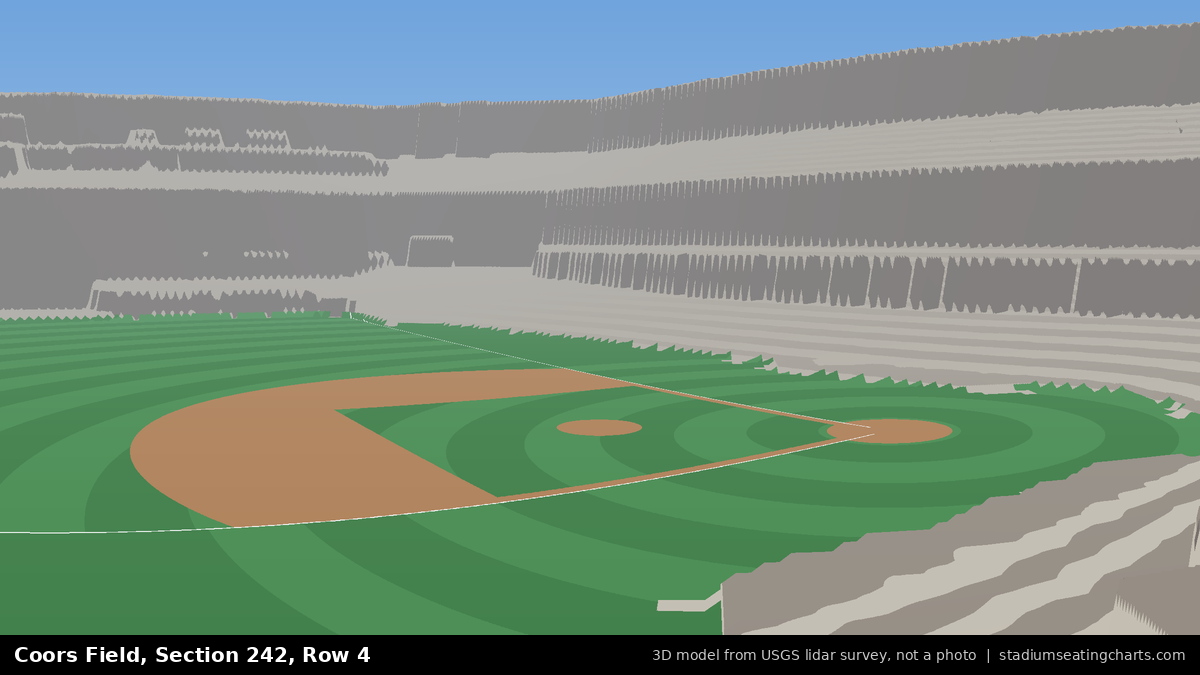 View from Coors Field Section 242, Row 4, looking toward the pitcher's mound
