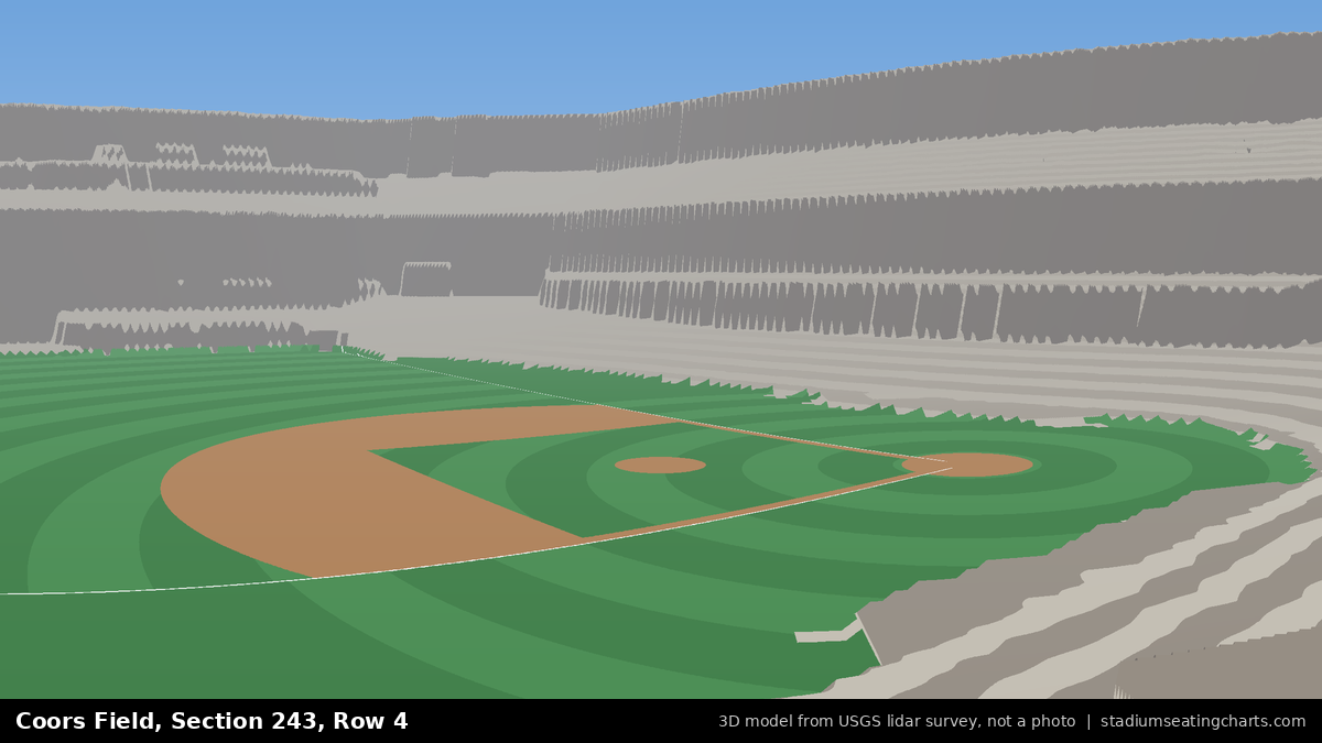 View from Coors Field Section 243, Row 4, looking toward the pitcher's mound