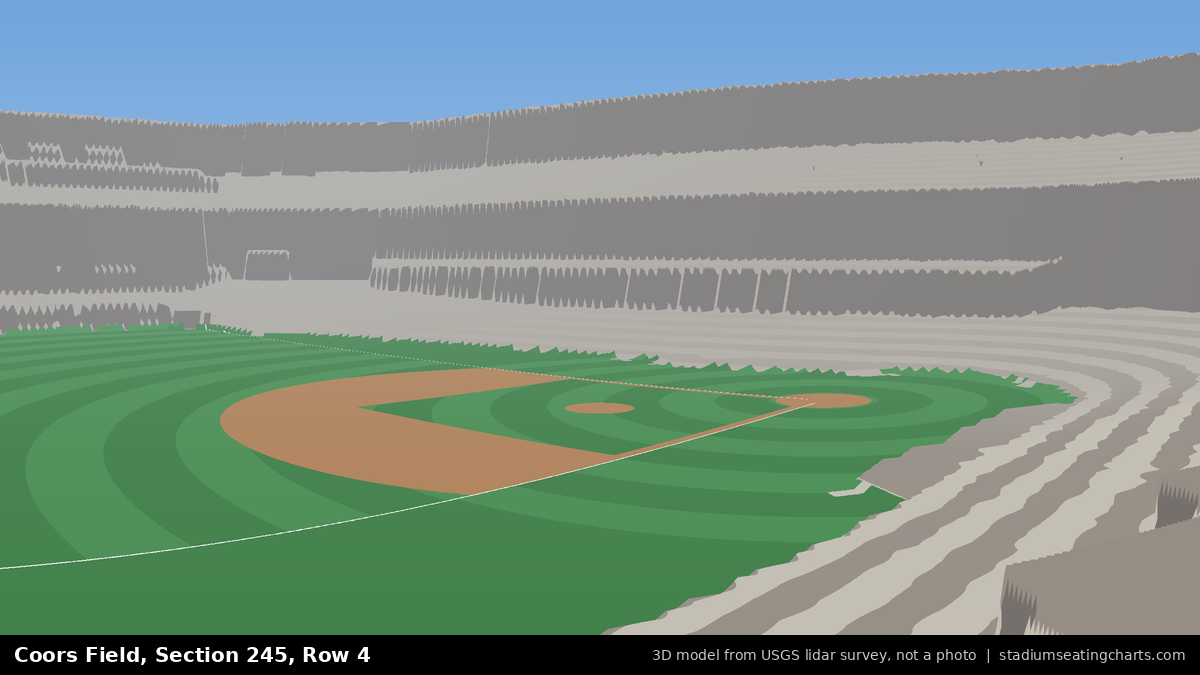 View from Coors Field Section 245, Row 4, looking toward the pitcher's mound