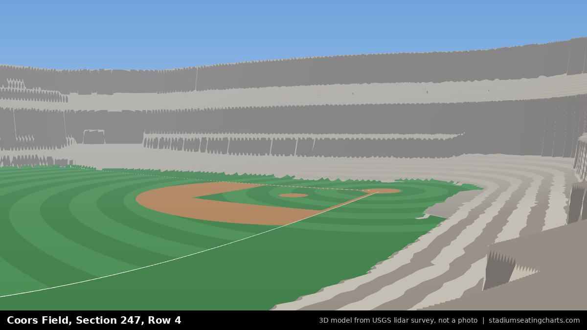 View from Coors Field Section 247, Row 4, looking toward the pitcher's mound