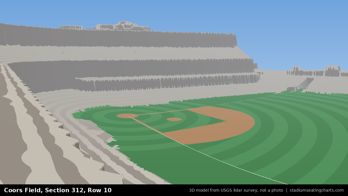 View from Coors Field Section 312, Row 10, looking toward the pitcher's mound