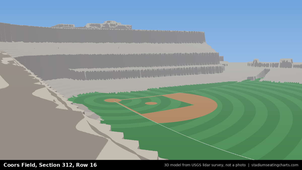 View from Coors Field Section 312, Row 16, looking toward the pitcher's mound
