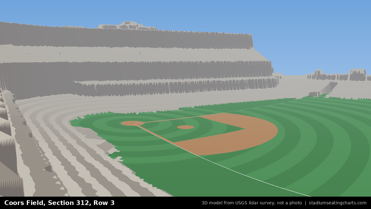 View from Coors Field Section 312, Row 3, looking toward the pitcher's mound