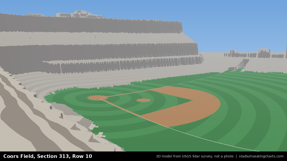 View from Coors Field Section 313, Row 10, looking toward the pitcher's mound