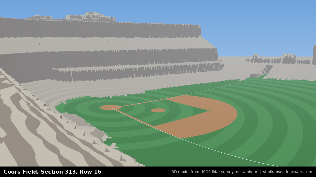 View from Coors Field Section 313, Row 16, looking toward the pitcher's mound