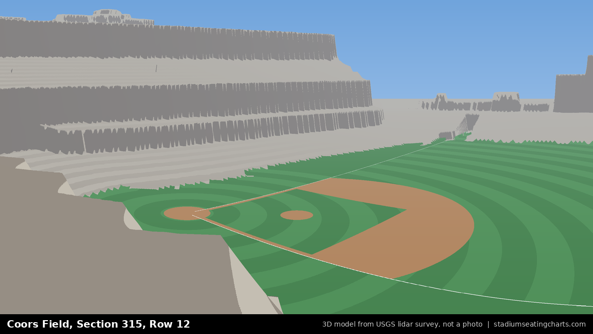 View from Coors Field Section 315, Row 12, looking toward the pitcher's mound