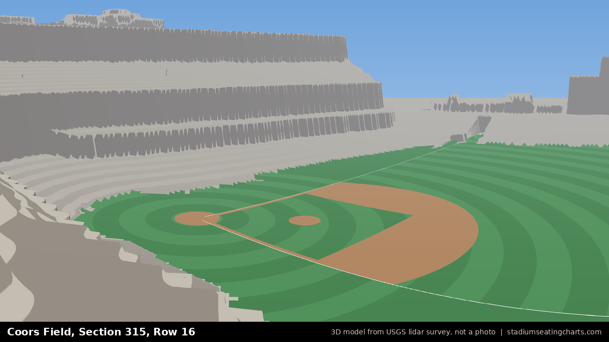 View from Coors Field Section 315, Row 16, looking toward the pitcher's mound