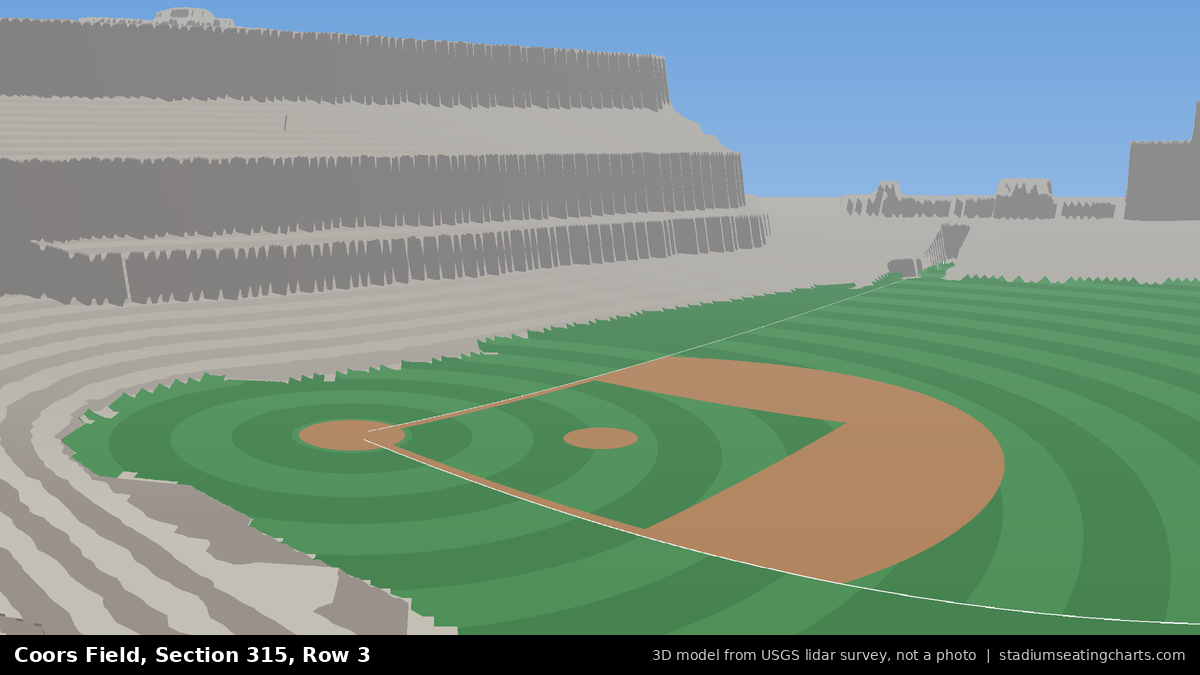 View from Coors Field Section 315, Row 3, looking toward the pitcher's mound