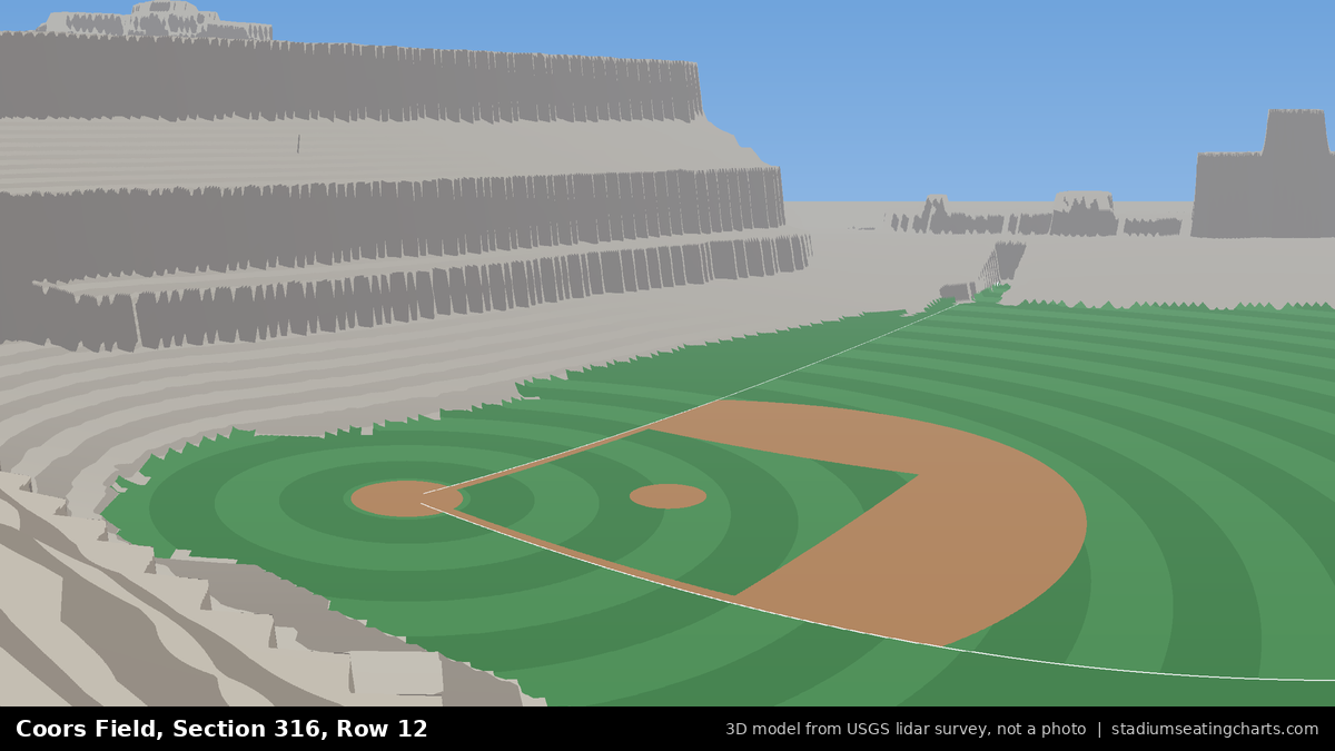 View from Coors Field Section 316, Row 12, looking toward the pitcher's mound