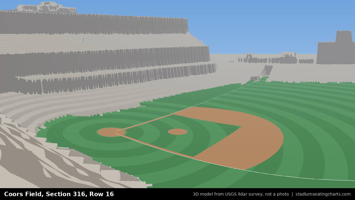View from Coors Field Section 316, Row 16, looking toward the pitcher's mound