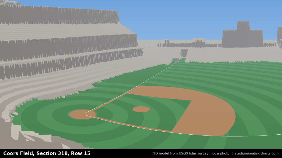 View from Coors Field Section 318, Row 15, looking toward the pitcher's mound