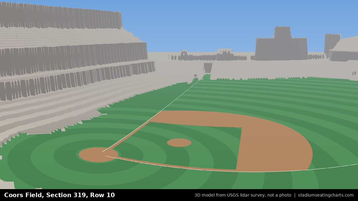View from Coors Field Section 319, Row 10, looking toward the pitcher's mound