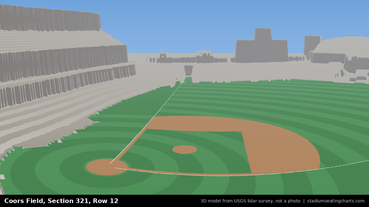 View from Coors Field Section 321, Row 12, looking toward the pitcher's mound