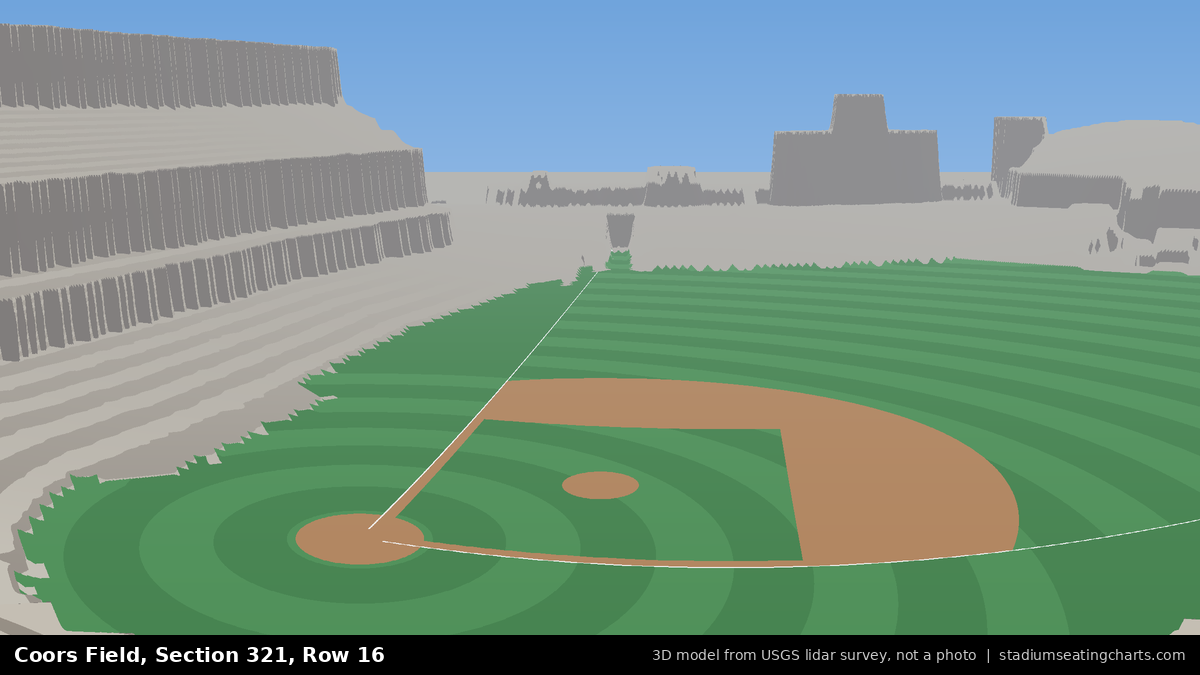 View from Coors Field Section 321, Row 16, looking toward the pitcher's mound