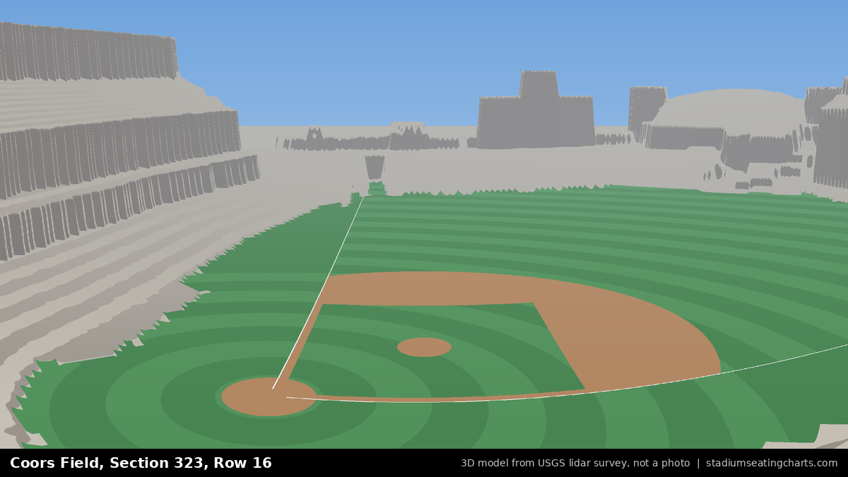 View from Coors Field Section 323, Row 16, looking toward the pitcher's mound