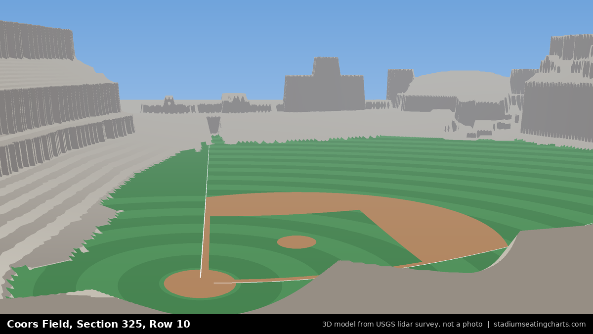 View from Coors Field Section 325, Row 10, looking toward the pitcher's mound