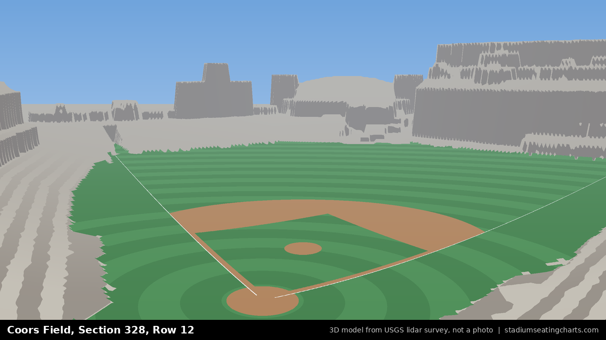 View from Coors Field Section 328, Row 12, looking toward the pitcher's mound