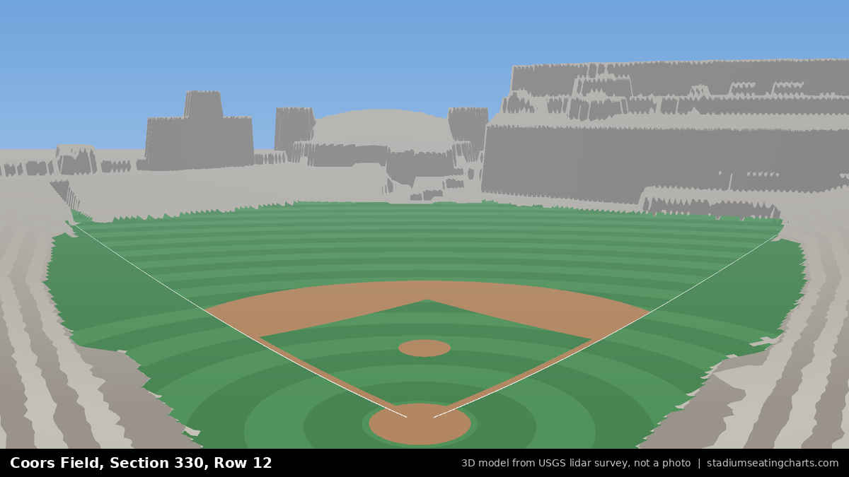 View from Coors Field Section 330, Row 12, looking toward the pitcher's mound