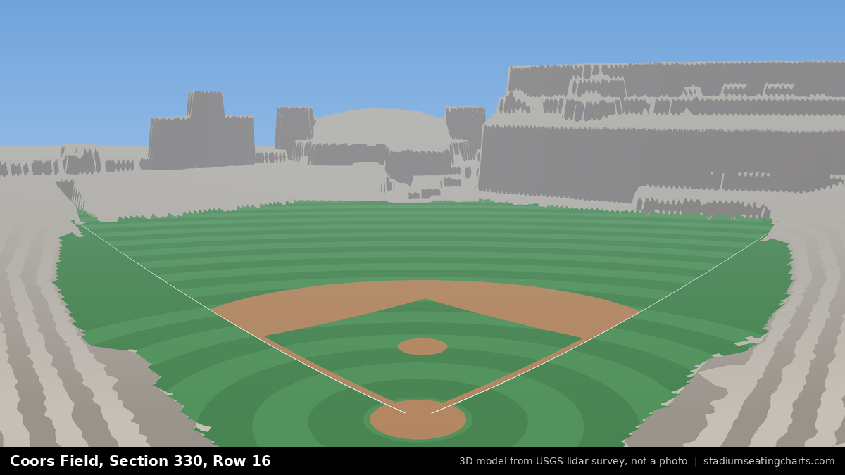 View from Coors Field Section 330, Row 16, looking toward the pitcher's mound