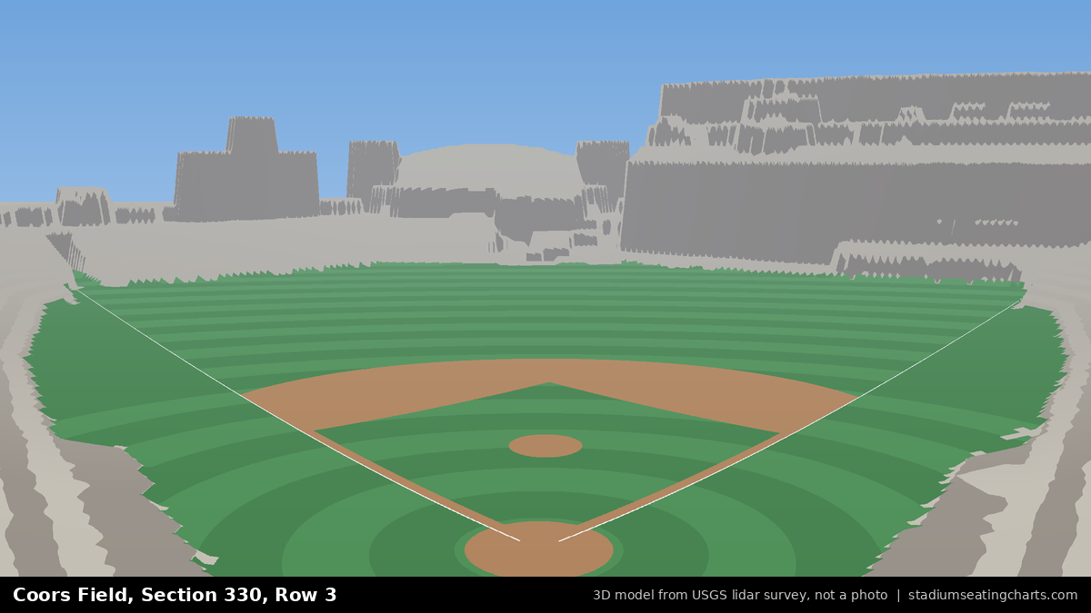 View from Coors Field Section 330, Row 3, looking toward the pitcher's mound