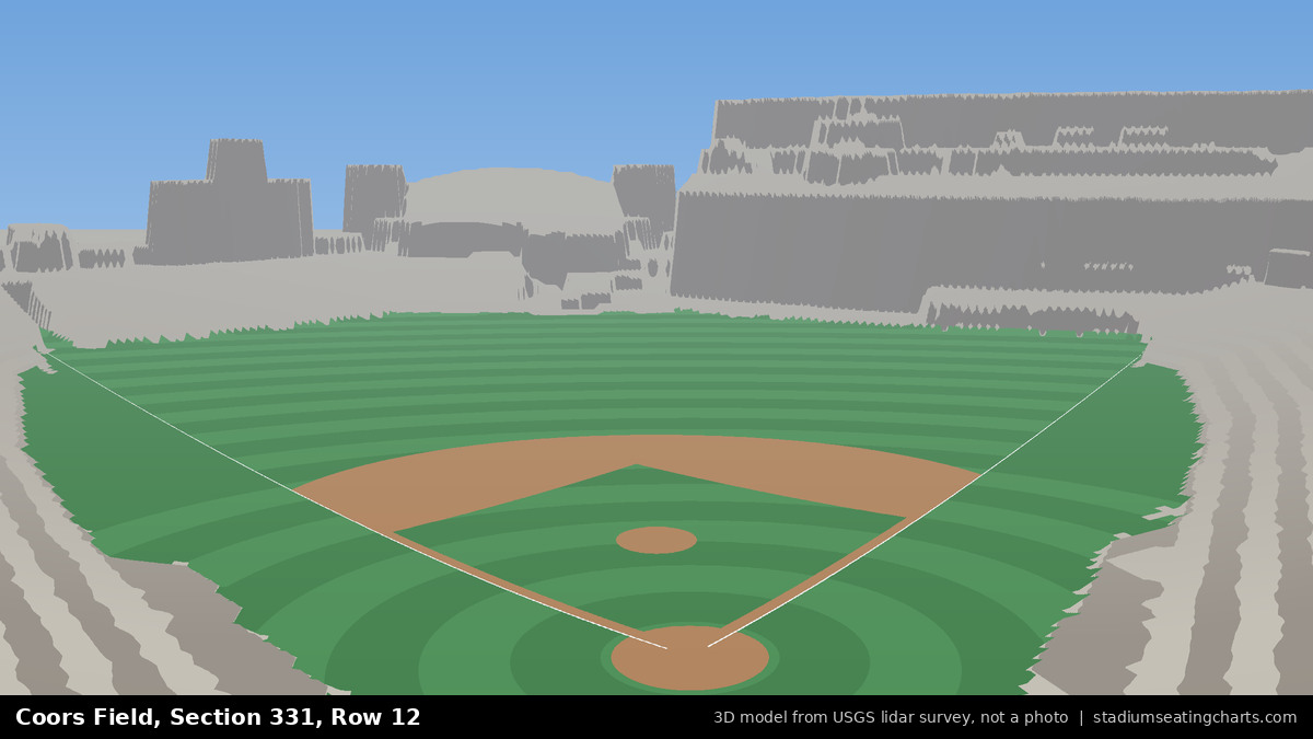 View from Coors Field Section 331, Row 12, looking toward the pitcher's mound