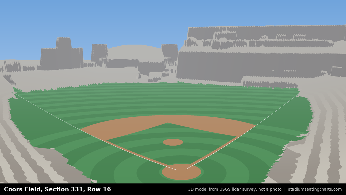 View from Coors Field Section 331, Row 16, looking toward the pitcher's mound