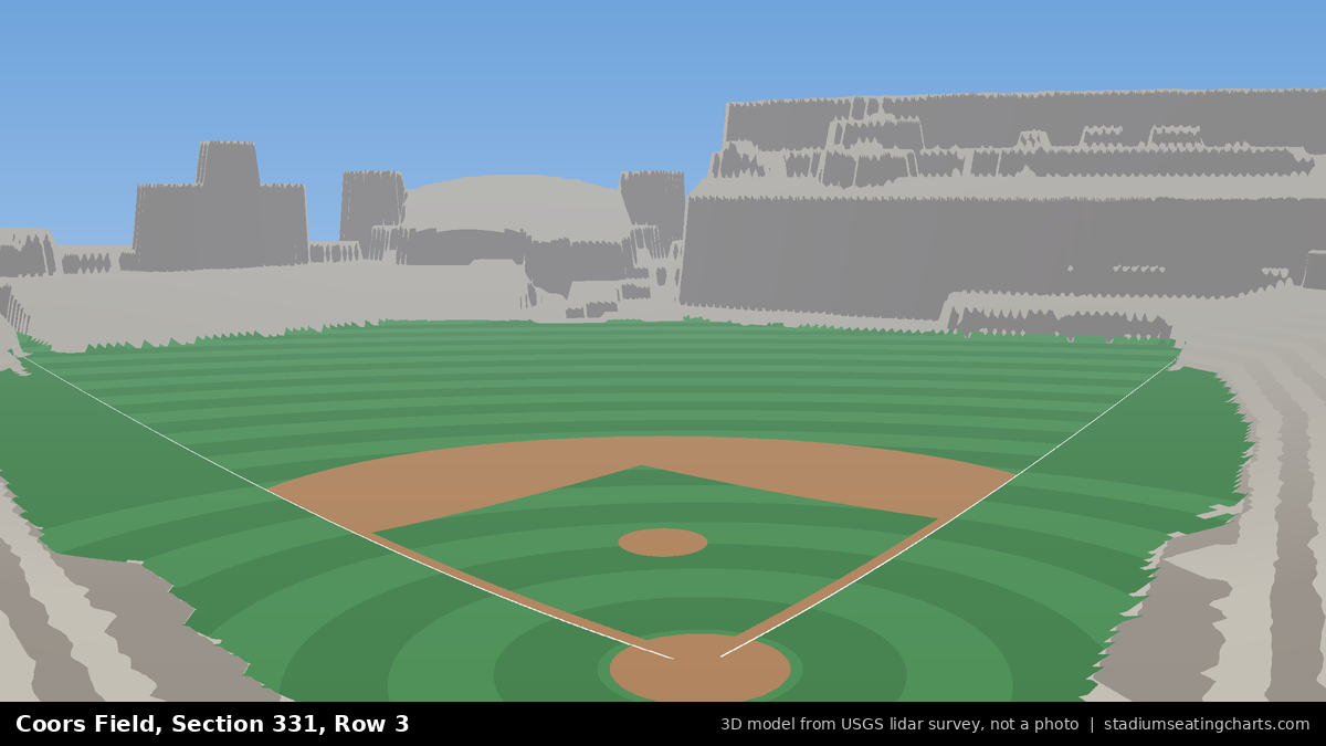 View from Coors Field Section 331, Row 3, looking toward the pitcher's mound