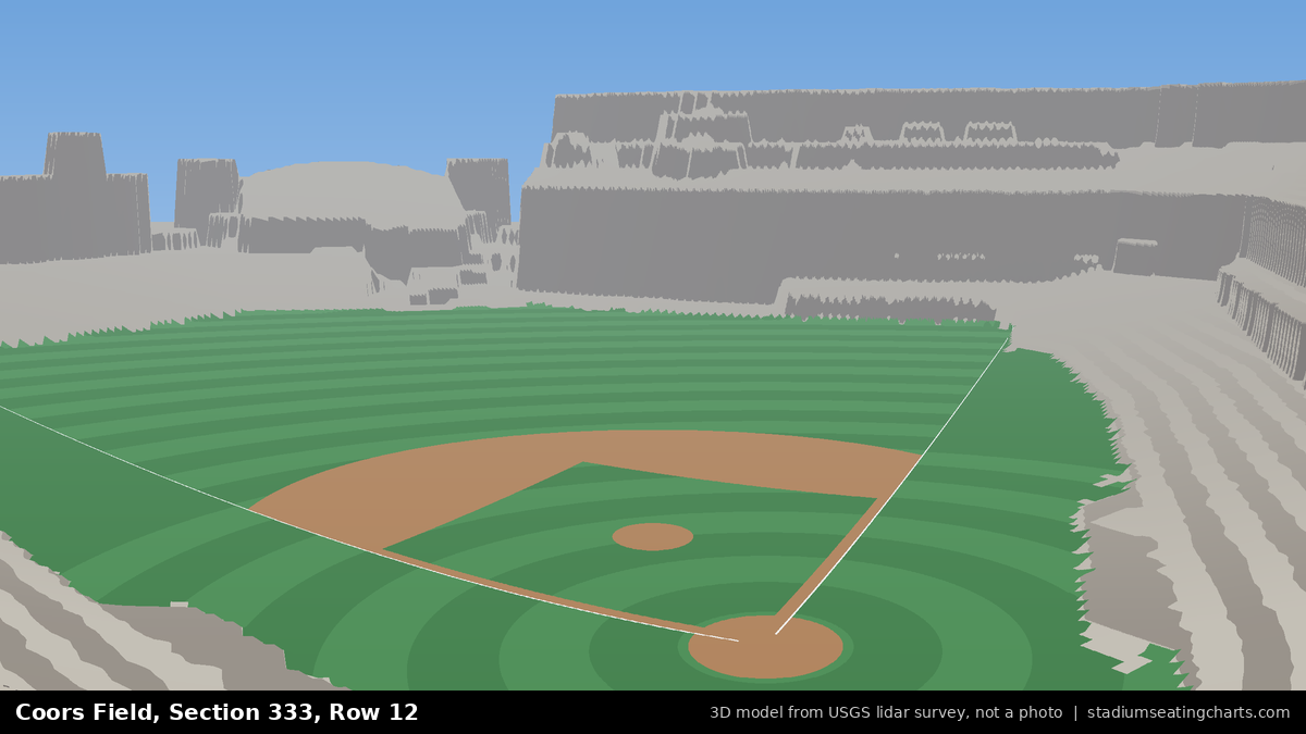View from Coors Field Section 333, Row 12, looking toward the pitcher's mound
