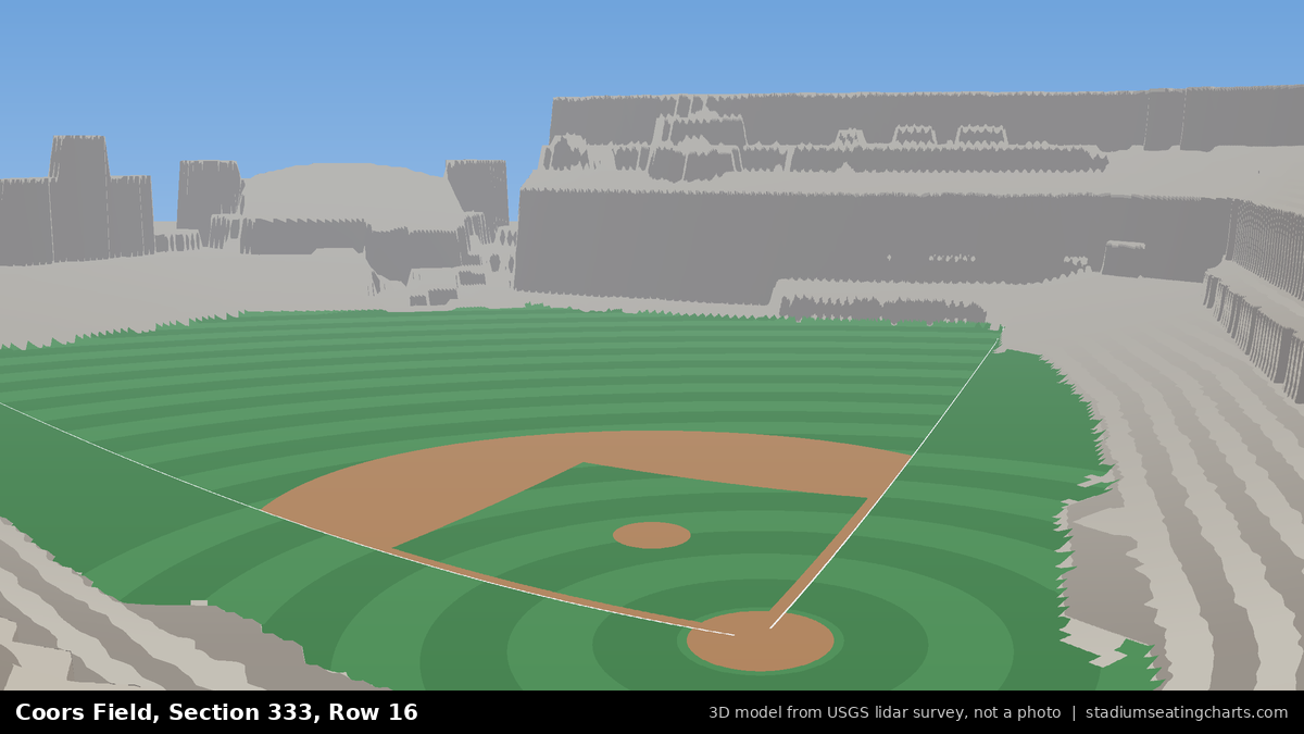 View from Coors Field Section 333, Row 16, looking toward the pitcher's mound