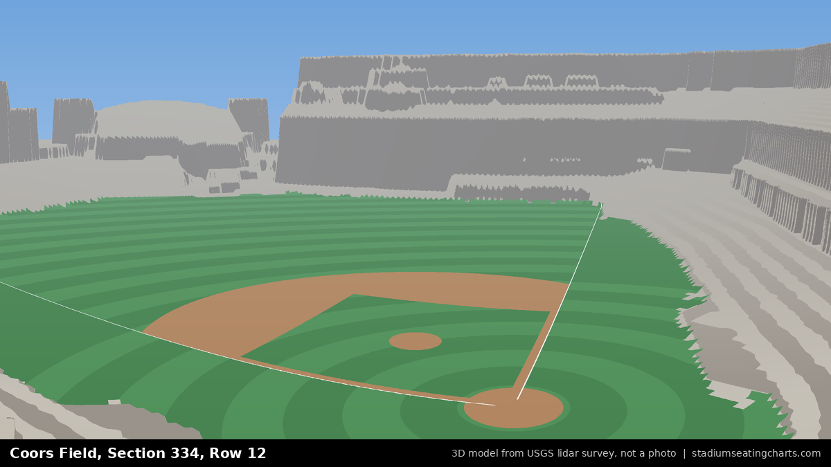 View from Coors Field Section 334, Row 12, looking toward the pitcher's mound