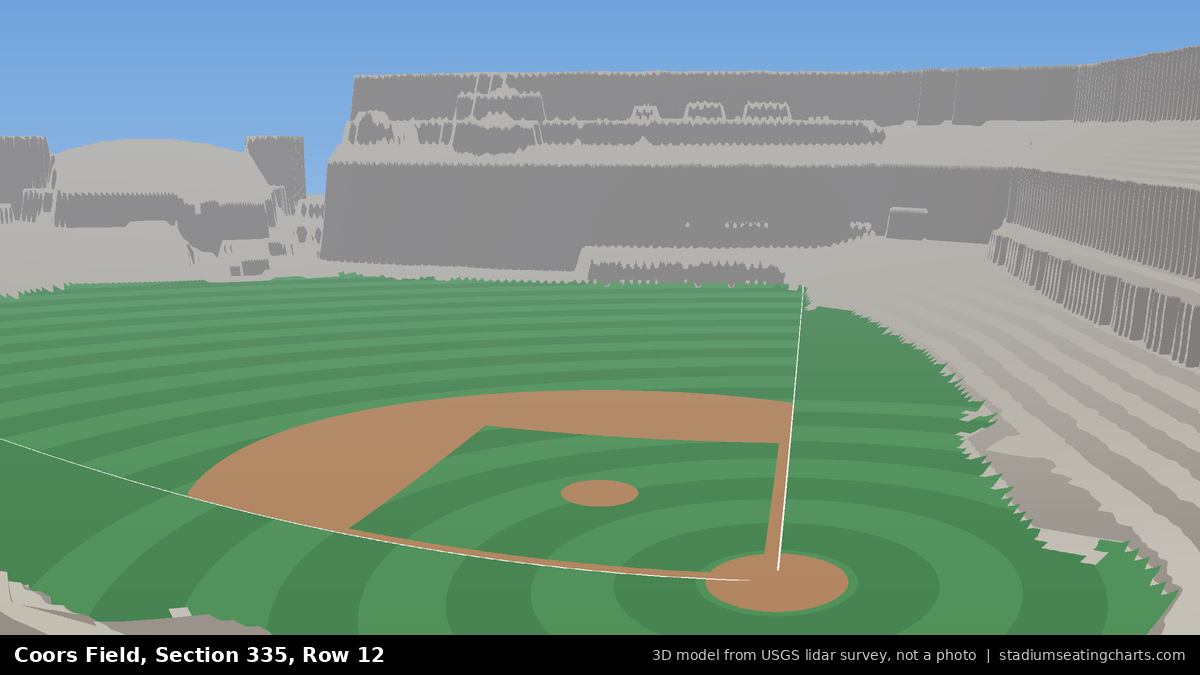 View from Coors Field Section 335, Row 12, looking toward the pitcher's mound