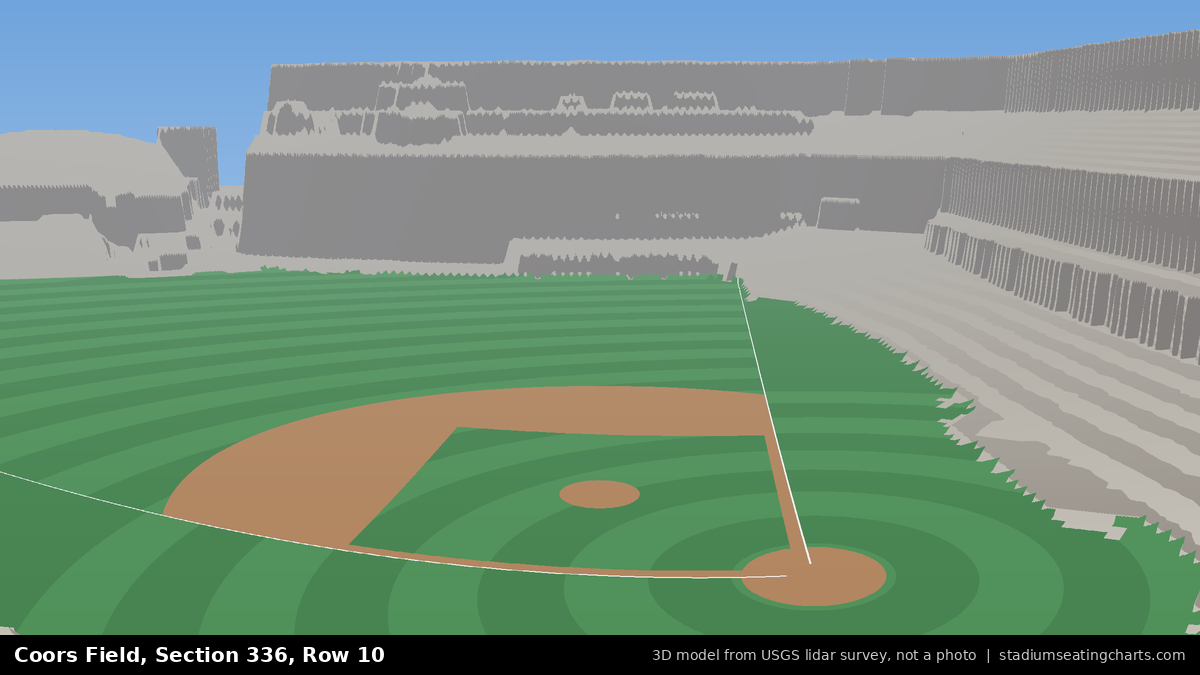 View from Coors Field Section 336, Row 10, looking toward the pitcher's mound