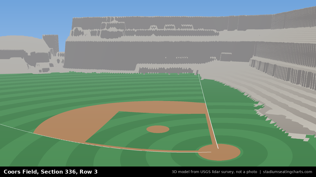 View from Coors Field Section 336, Row 3, looking toward the pitcher's mound