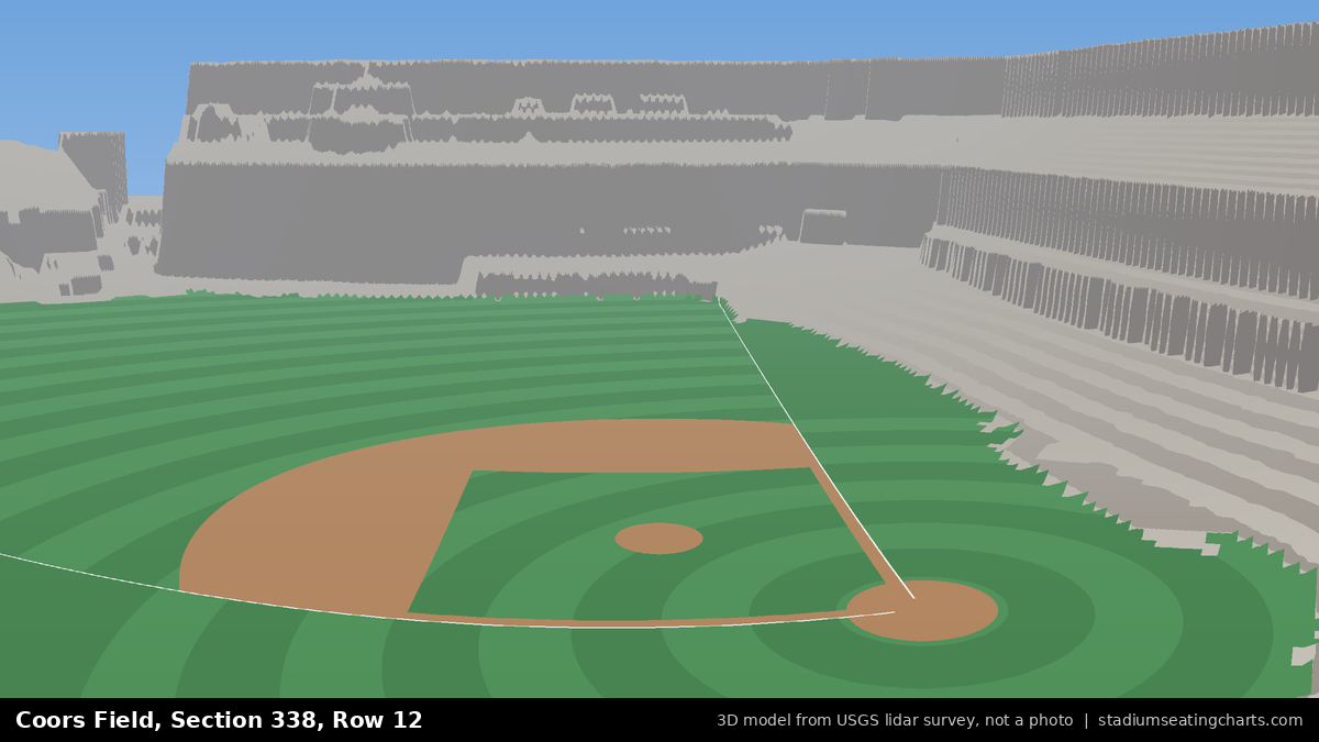 View from Coors Field Section 338, Row 12, looking toward the pitcher's mound