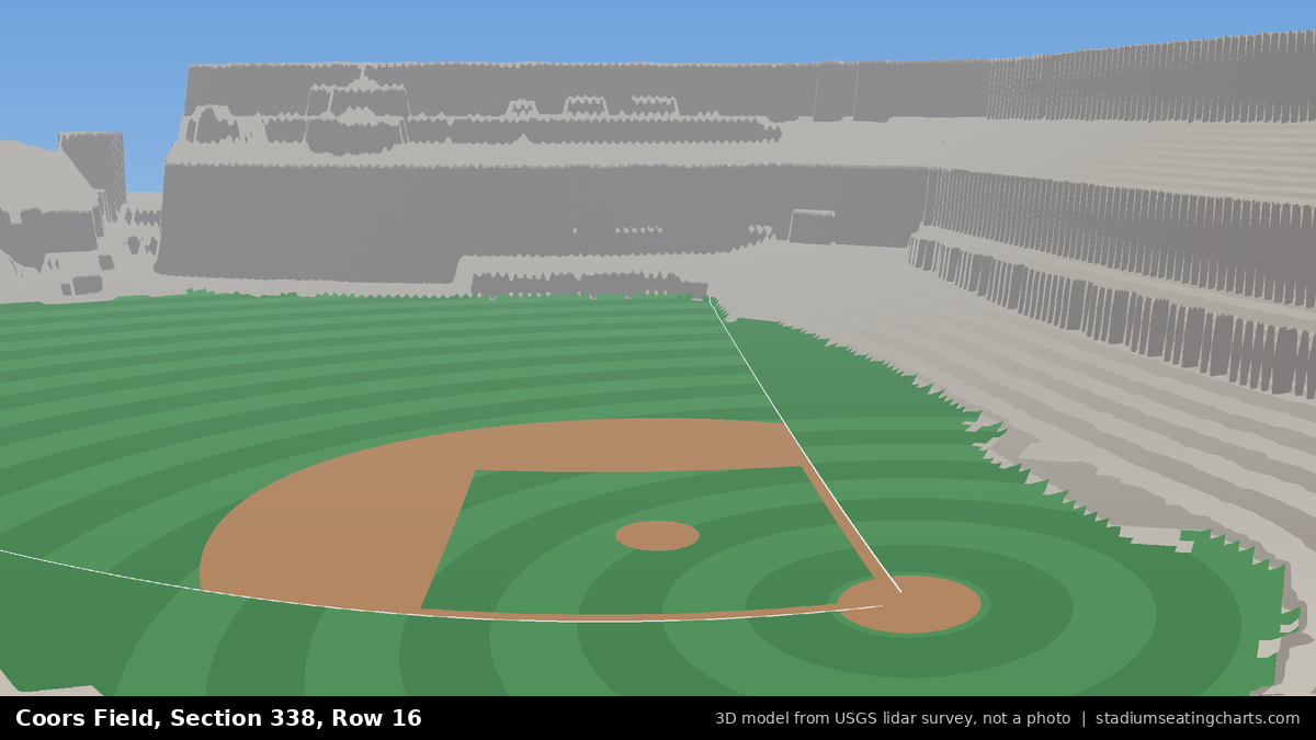 View from Coors Field Section 338, Row 16, looking toward the pitcher's mound