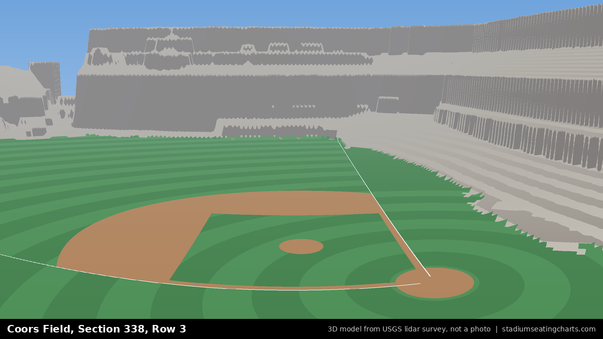 View from Coors Field Section 338, Row 3, looking toward the pitcher's mound