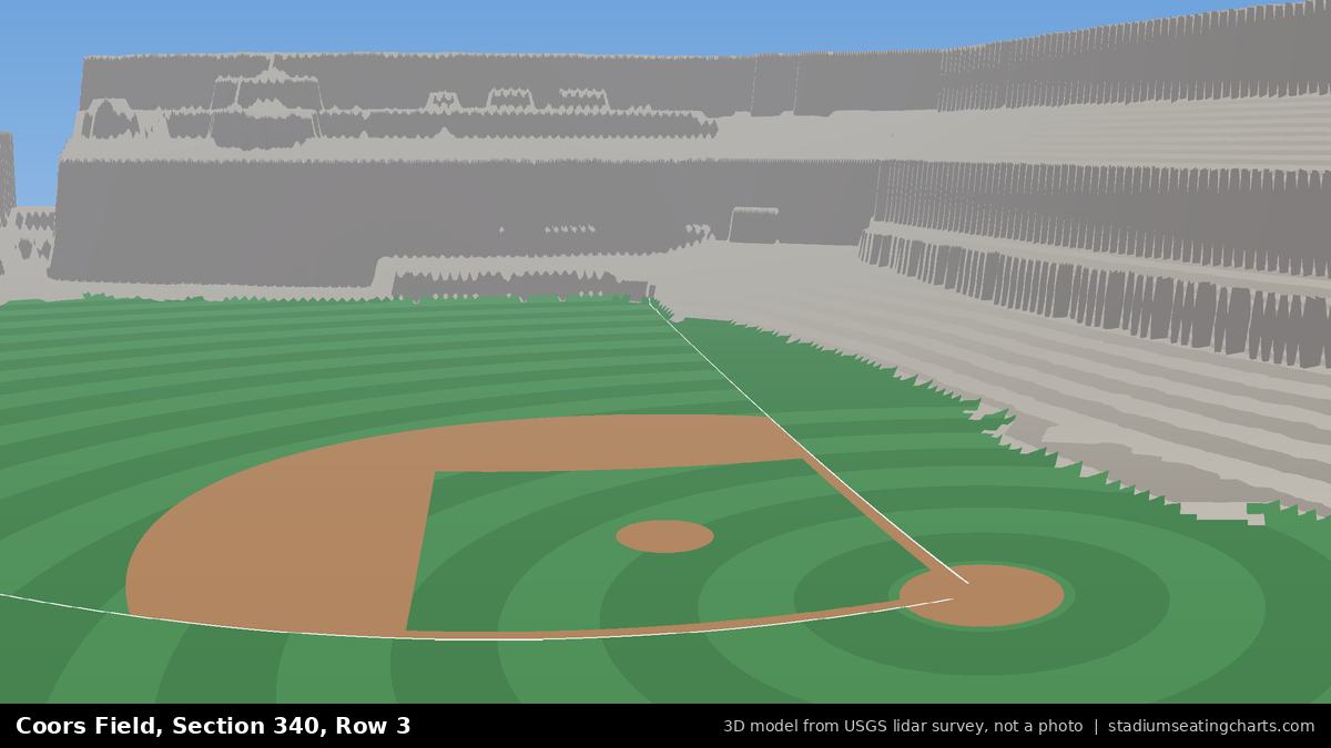 View from Coors Field Section 340, Row 3, looking toward the pitcher's mound