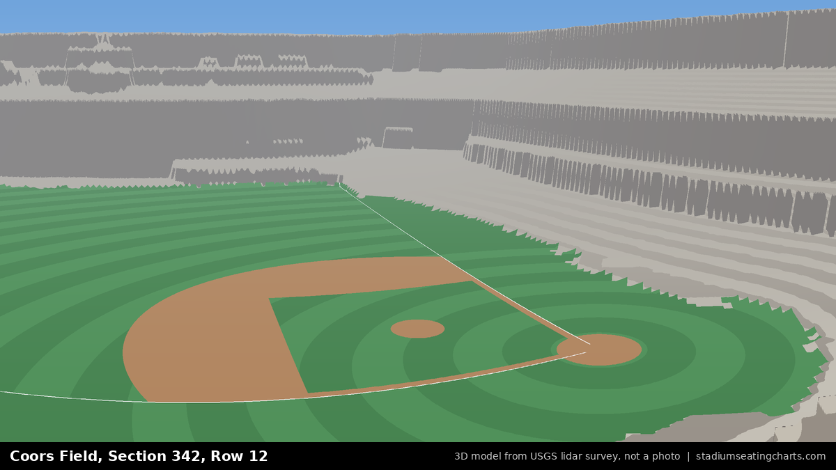 View from Coors Field Section 342, Row 12, looking toward the pitcher's mound