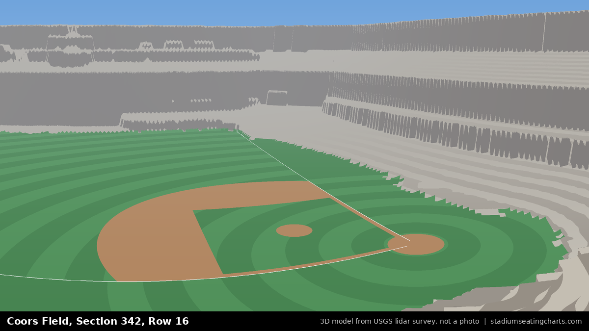 View from Coors Field Section 342, Row 16, looking toward the pitcher's mound