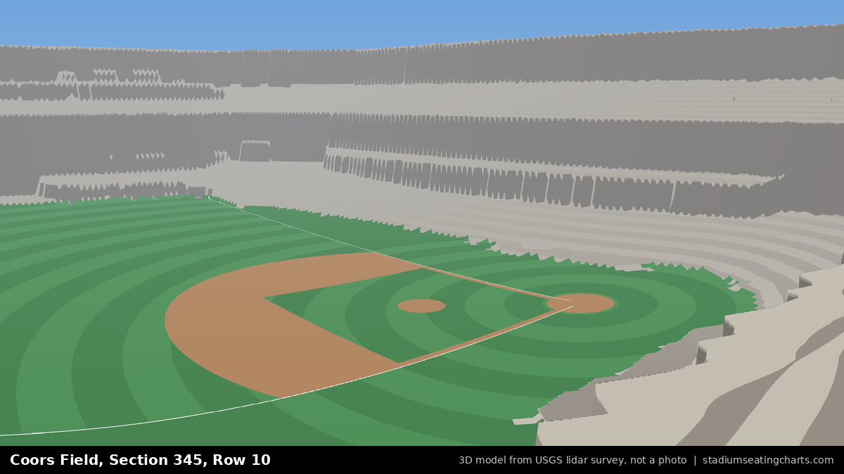 View from Coors Field Section 345, Row 10, looking toward the pitcher's mound