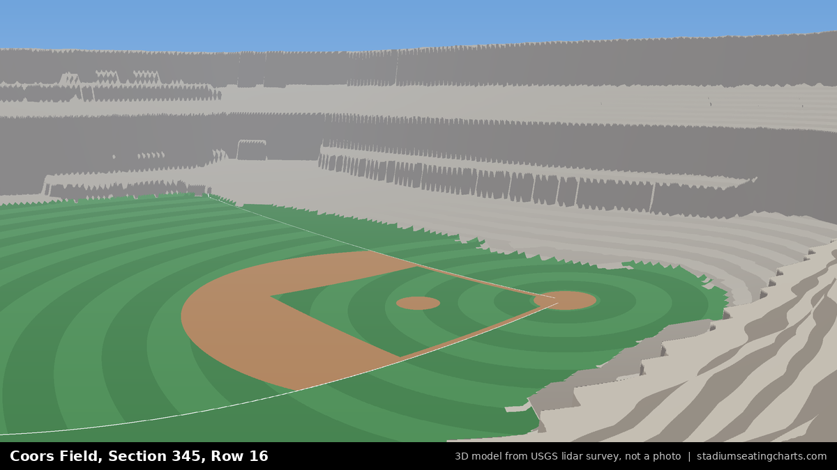 View from Coors Field Section 345, Row 16, looking toward the pitcher's mound