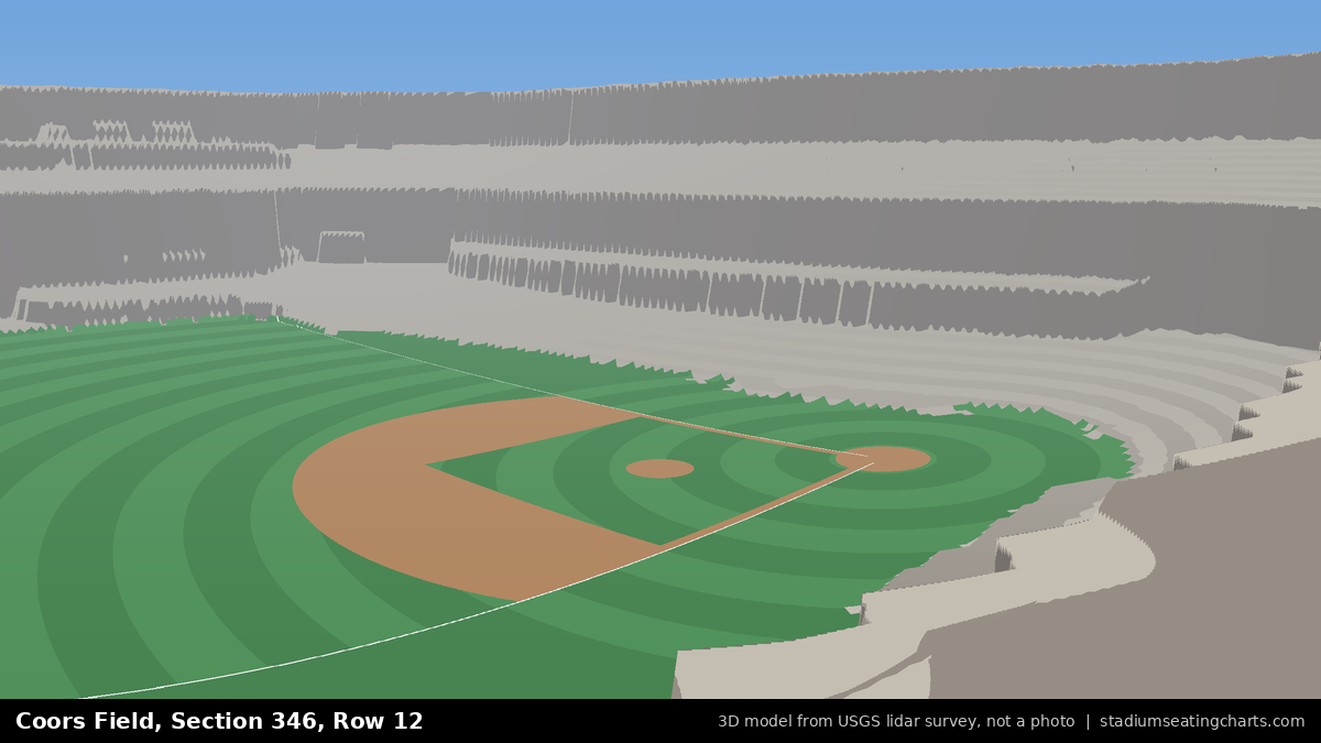 View from Coors Field Section 346, Row 12, looking toward the pitcher's mound