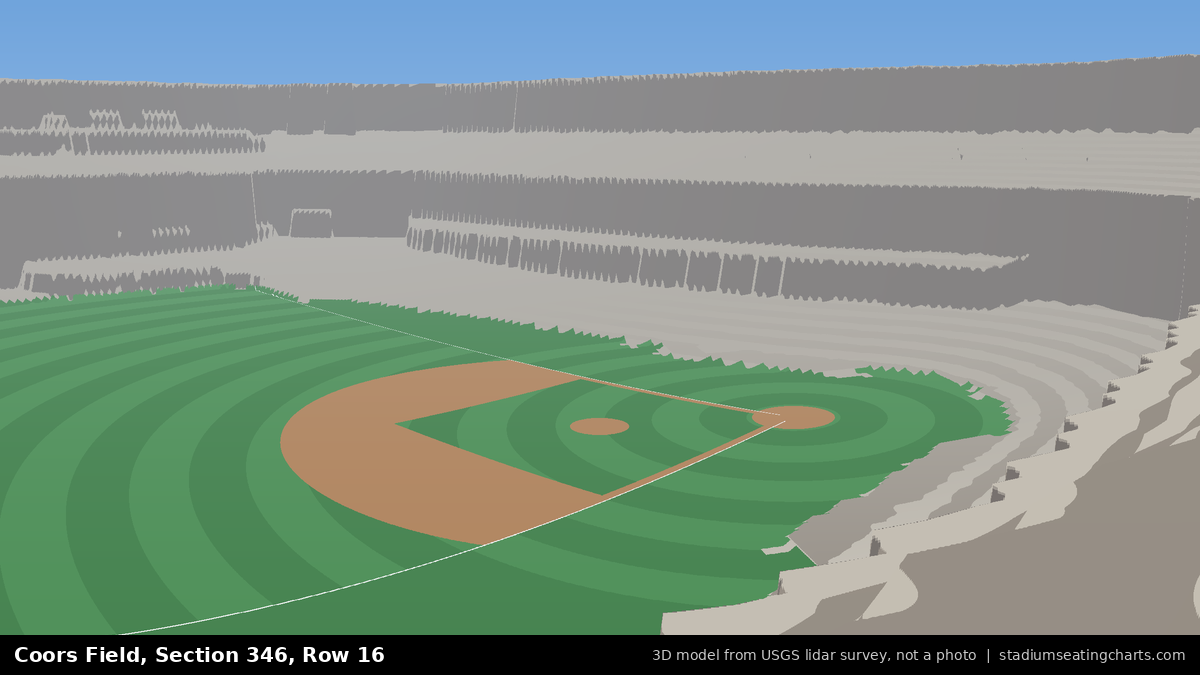 View from Coors Field Section 346, Row 16, looking toward the pitcher's mound