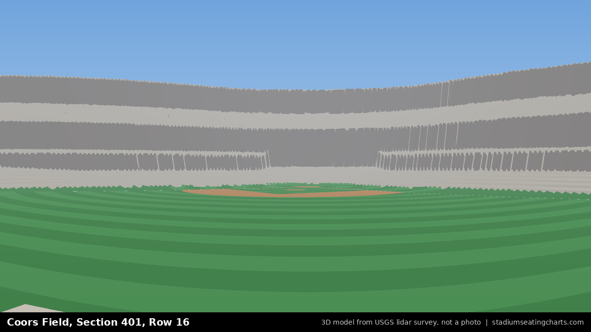 View from Coors Field Section 401, Row 16, looking toward the pitcher's mound